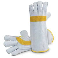 Goat Split Leather Welding Gloves Fleece Lined Denim Cuff 40cm