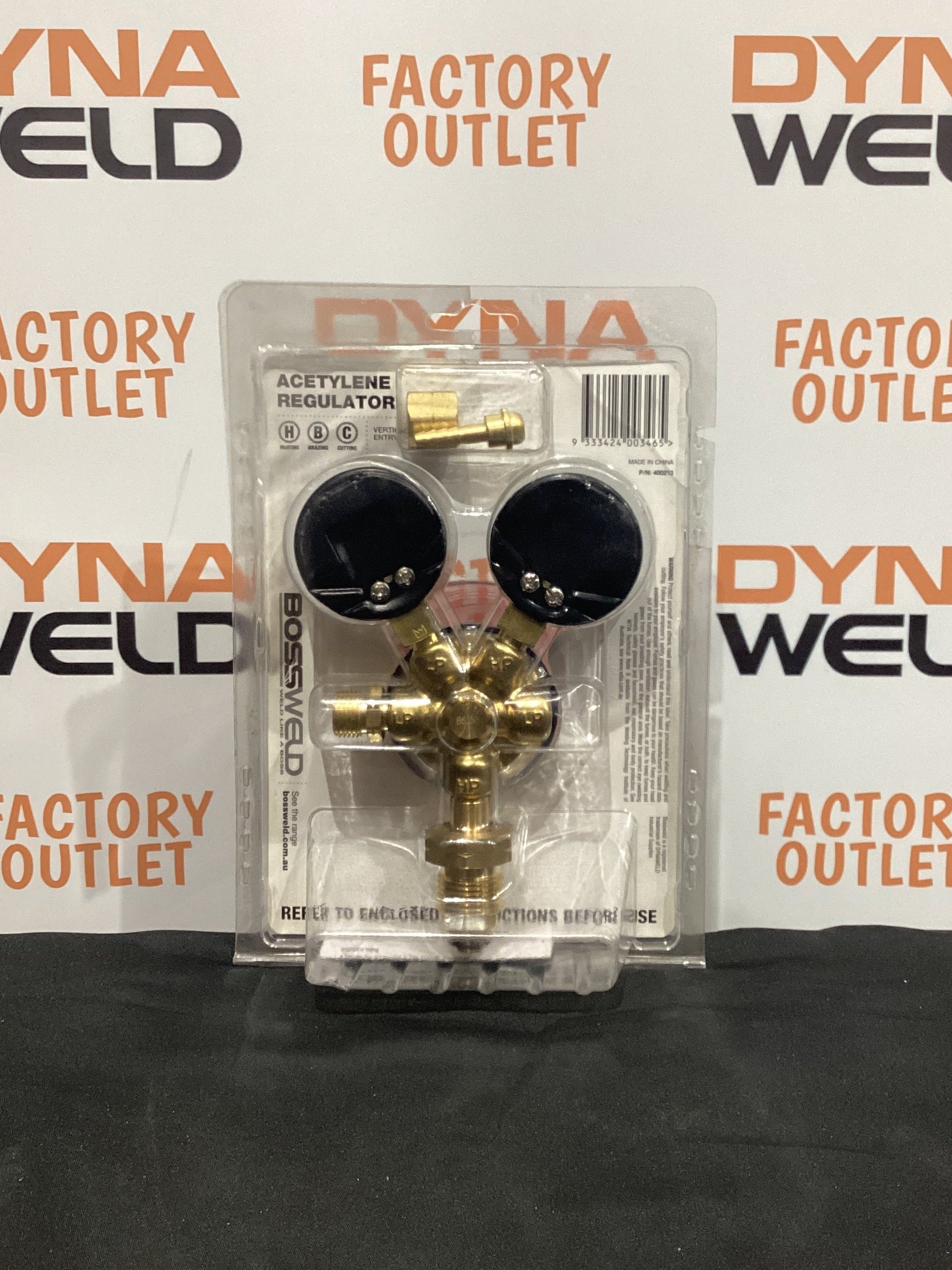 Bossweld Acetylene Regulators (Vertical, Twin Gauge)